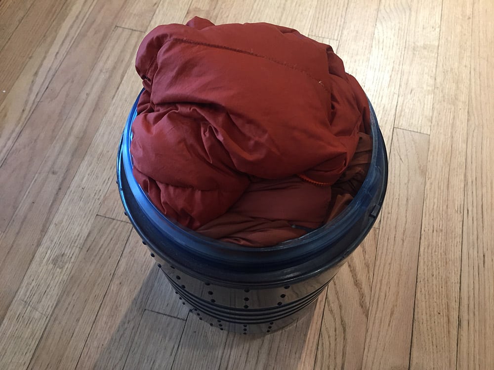 Jacket stuffed into bear canister