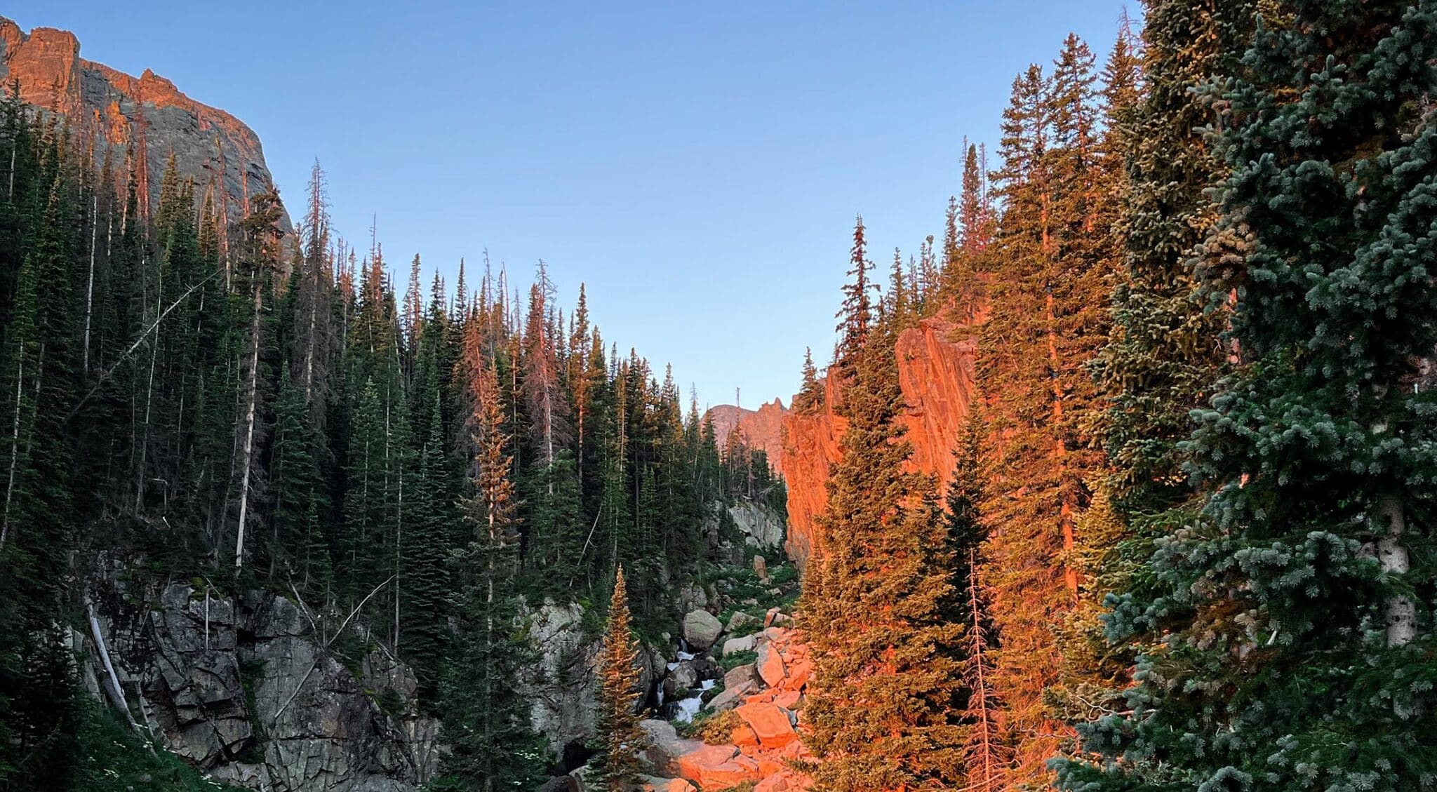 Stream in Rocky Mountain National Park at Sunset.
