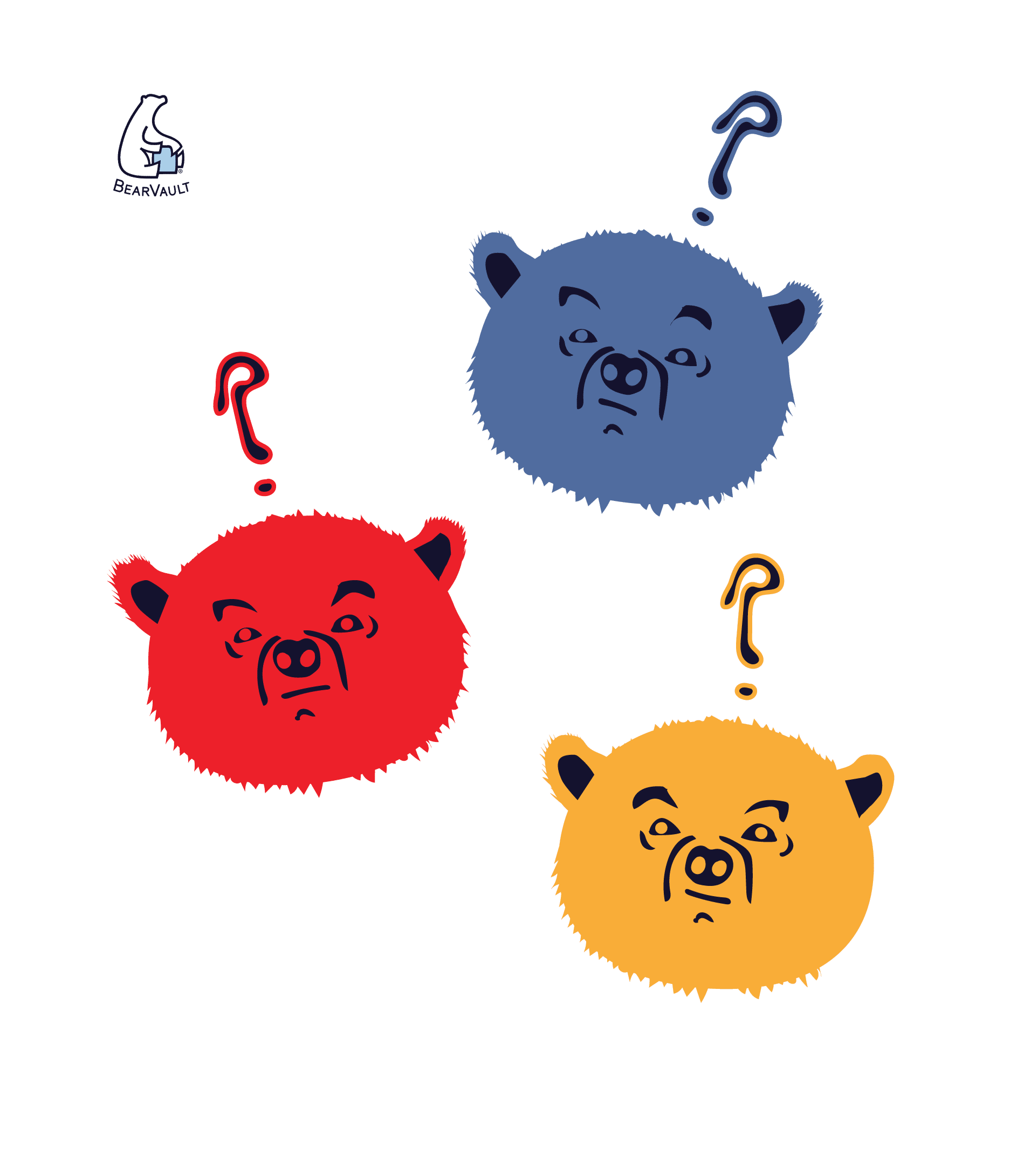 Illustration of 3 cartoon bears looking confused.