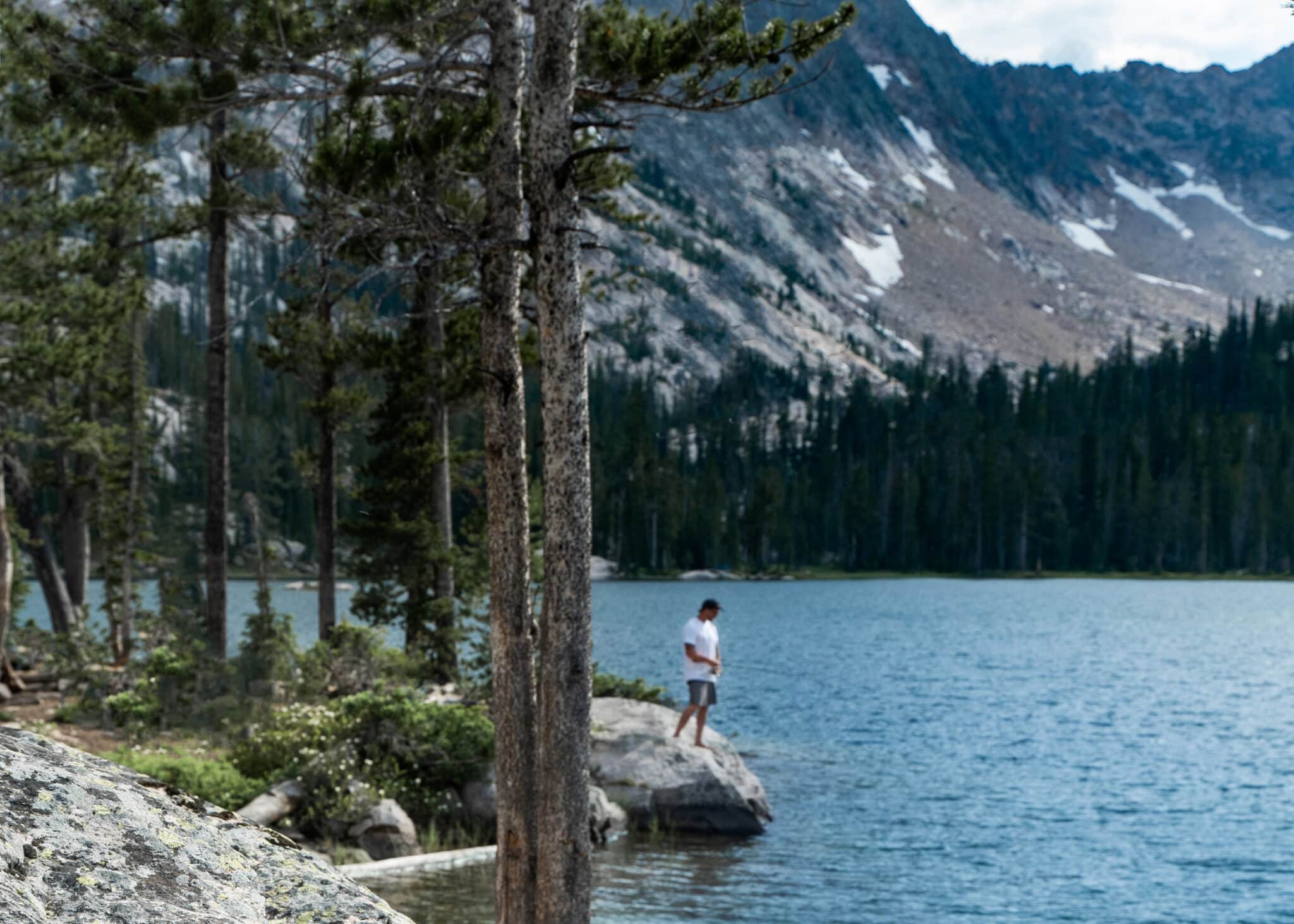 Fishing in an Alpine lake.