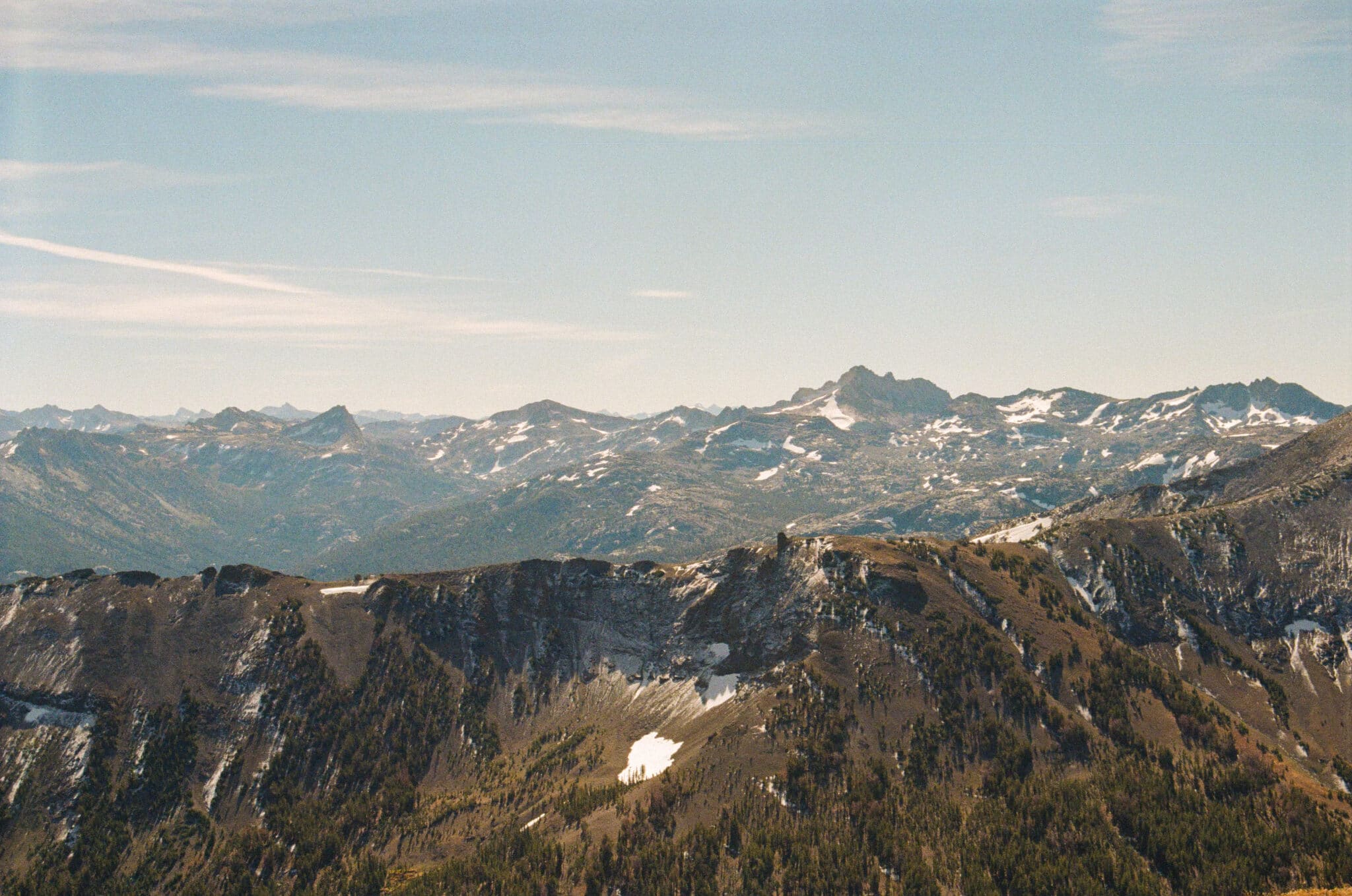 The view looking out over the Sierra Nevada from near Sonora Pass.
